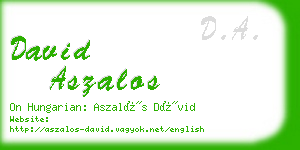 david aszalos business card